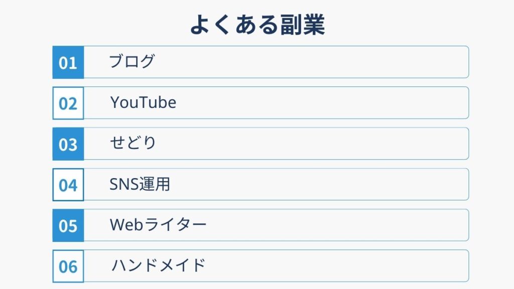 よくある副業のリスト